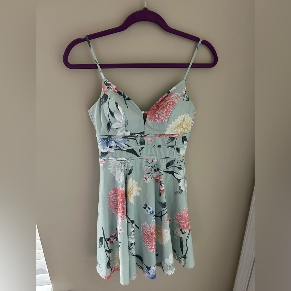 Teal Floral Dress